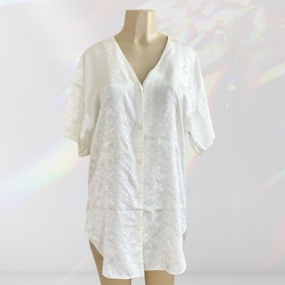 Vintage Victoria's Secret Gold Label Ivory Damask Nightshirt (M/L) - Picture 1 of 6